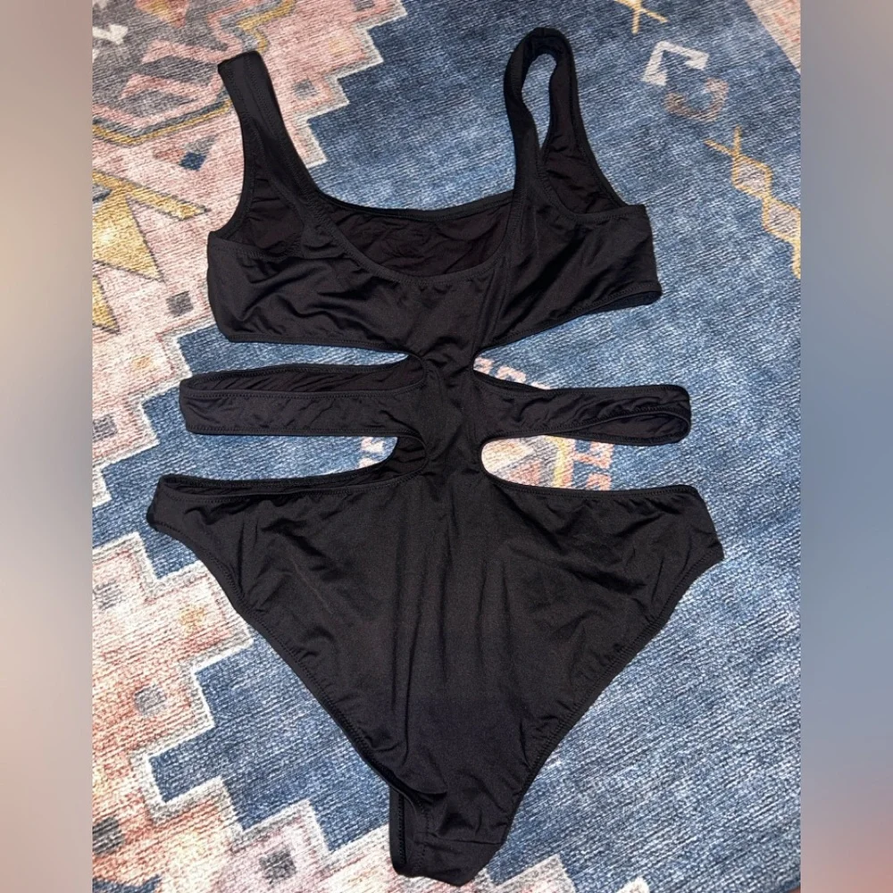Black Cutout One-Piece Swimsuit - Women Swim